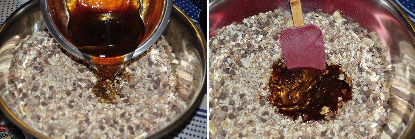 barrinha de granola misturar secos e líquidos